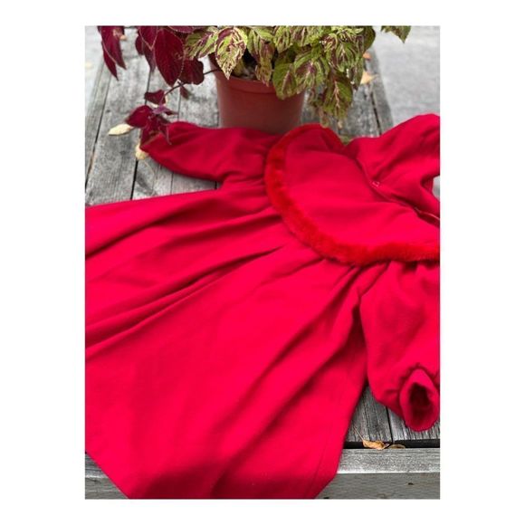 Vintage 1970s Gusti Virgin Wool Blend Red Swing Dress Coat Youth Sz 5 - Picture 9 of 16